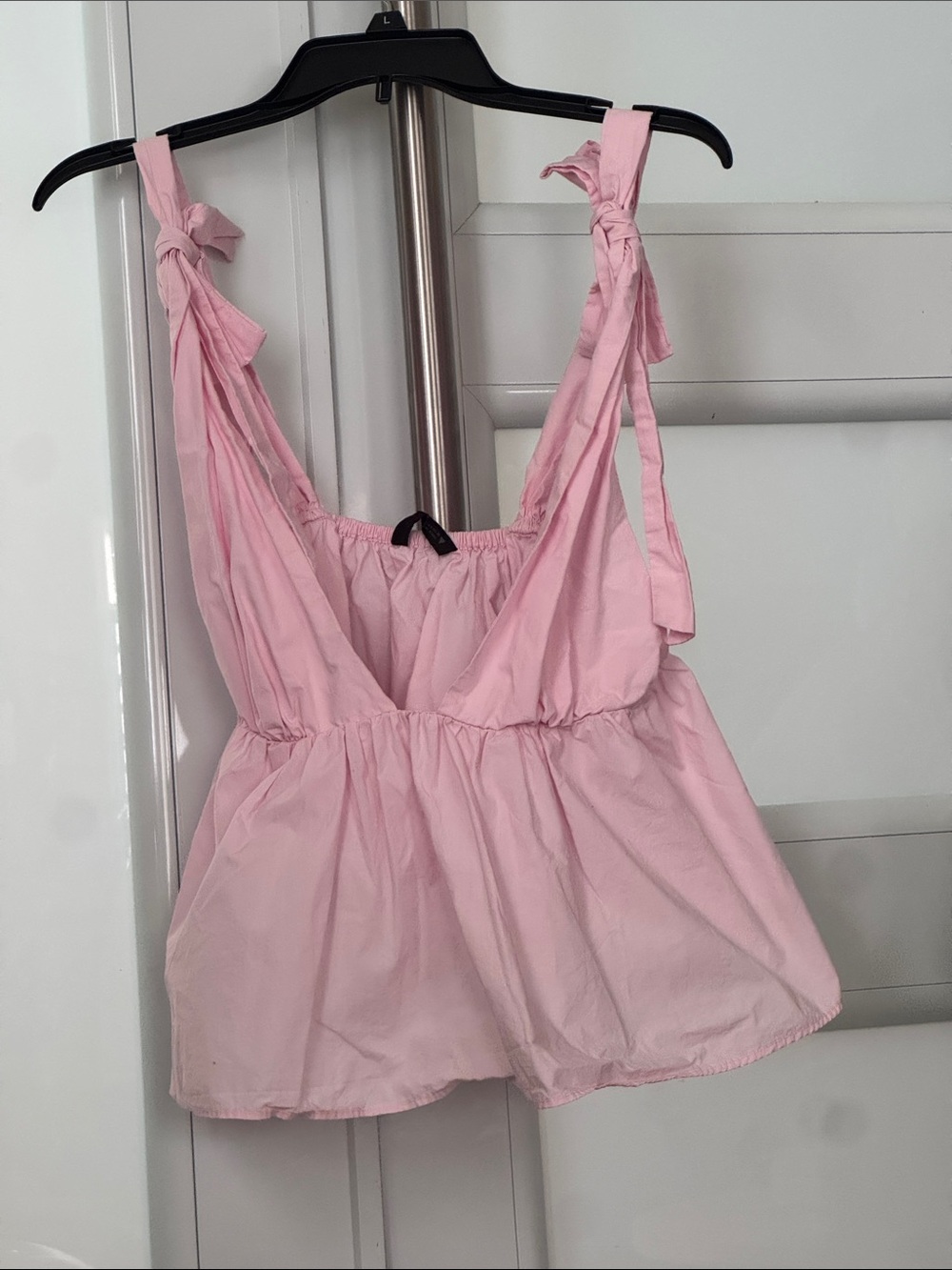 Zara Pink Tie-Shoulder Ruffled Waist Camisole